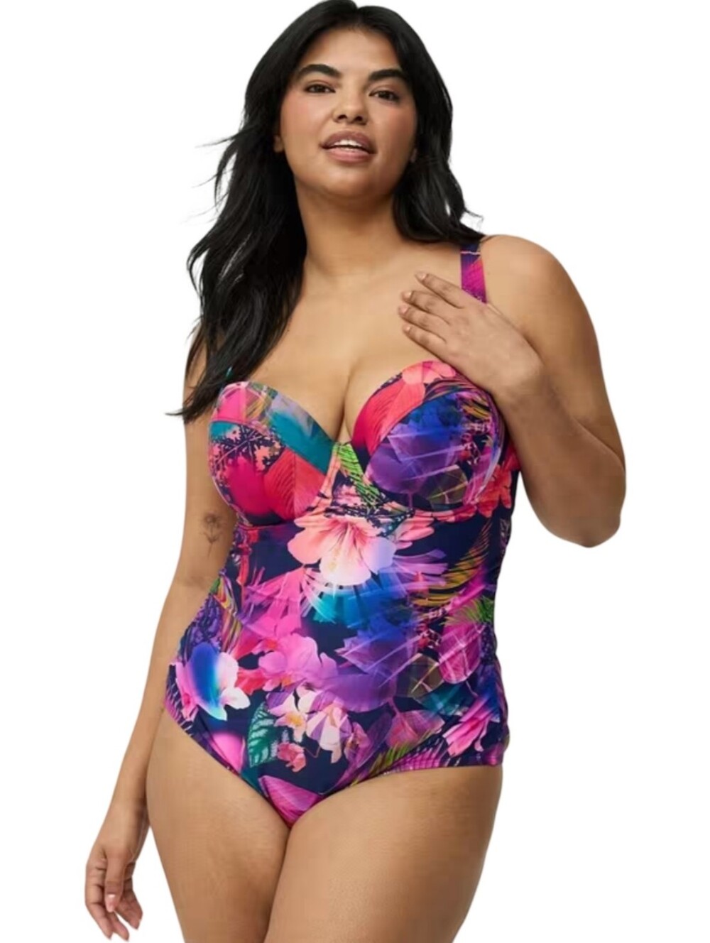 torrid Tropical Slim Fix Push-Up Cheeky One Piece Swimsuit Plus Size 3X 3 Dd D